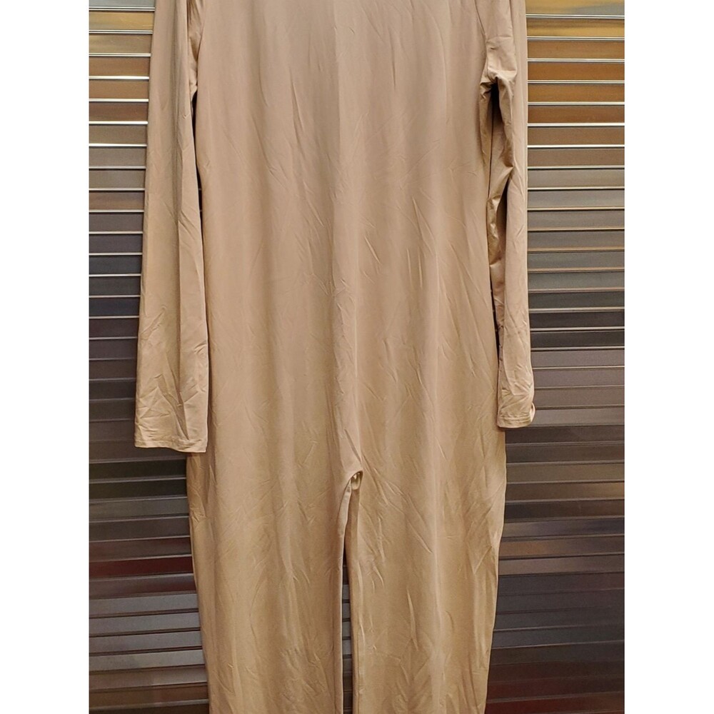 Daisy Blush Beige Long-Sleeve Stretch Top Jumpsuit Full Body Romper
